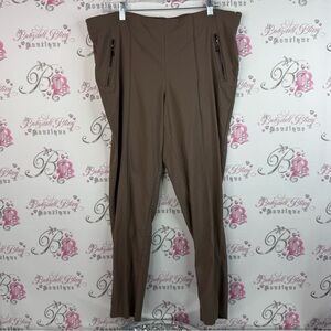 Michel Studio pants bottoms zip up sides zipper silver versatile Brown Alexa